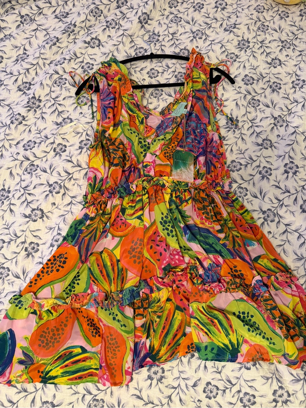 Bright Tropical Print Mini Dress - Multicolor